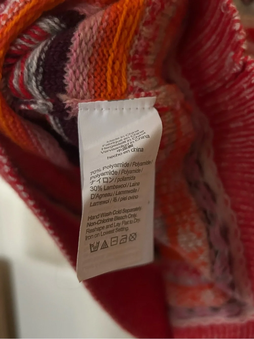 J. Crew Fair‎ Isle Cropped Crewneck Sweater Lambswool Pink Orange Size Small